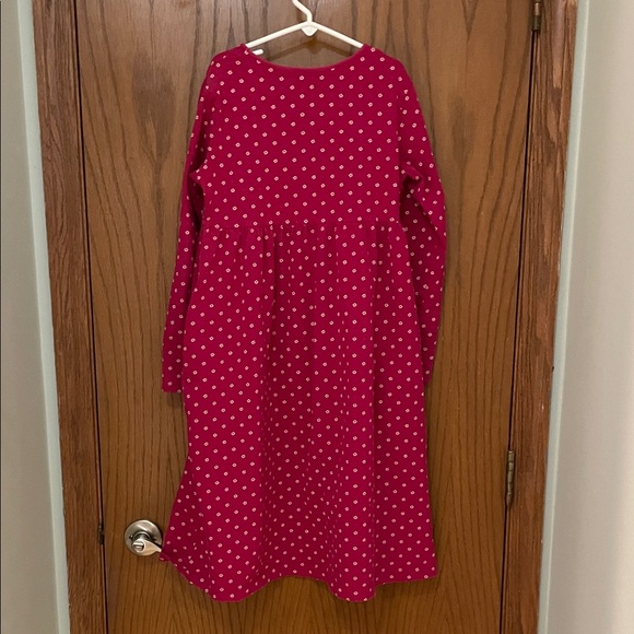 Lands' End UEC Girls Sz 12 Red/Pink Cream Patterned Long Sleeve Casual Dress - Picture 8 of 10